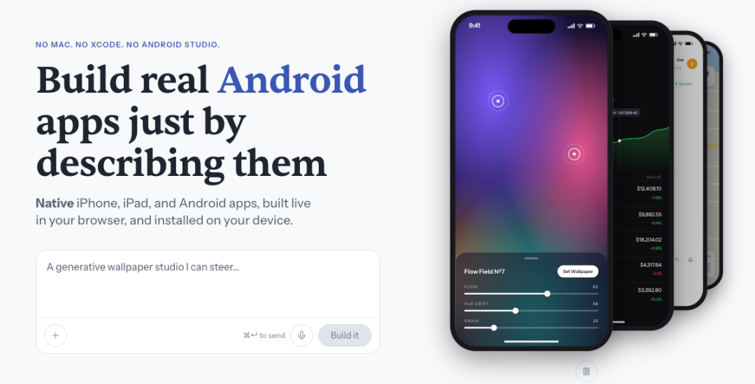 Dactyl 首页支持用自然语言描述 App