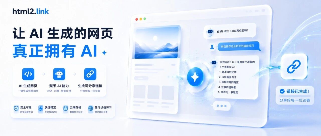 让你的HTML也能拥有 AI 能力 - html2.link 页面AI能力上线