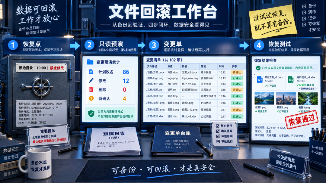 副本预演变更单和恢复测试组成四层保护